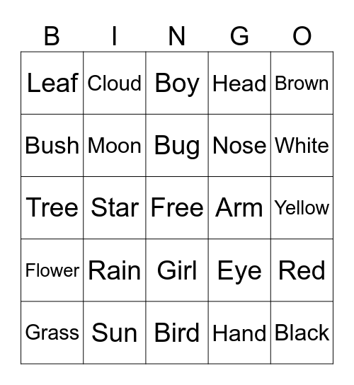 Springtime Bingo Card