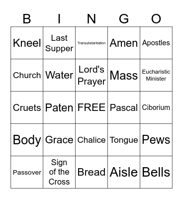 Eucharist Bingo Card