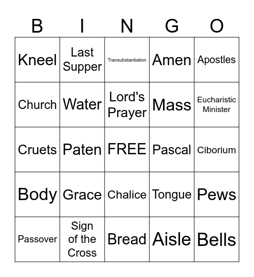 Eucharist Bingo Card