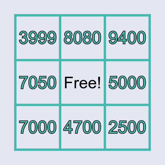 TOT 10.000 Bingo Card