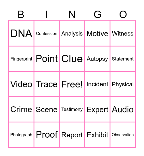 BINGO WORD QUEST Bingo Card