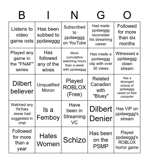 ppdawggg viewer bingo Card