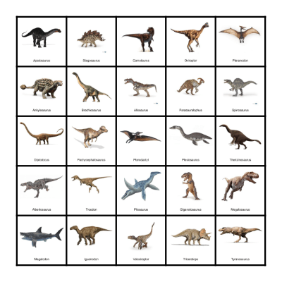 Dinosaur Scavenger Hunt Bingo Card