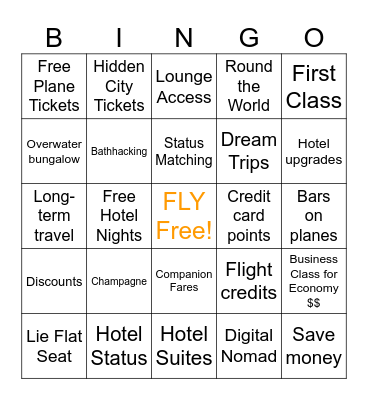 TRAVEL HACKING BINGO! Bingo Card