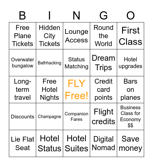 TRAVEL HACKING BINGO! Bingo Card