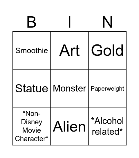 BIN Bingo Card