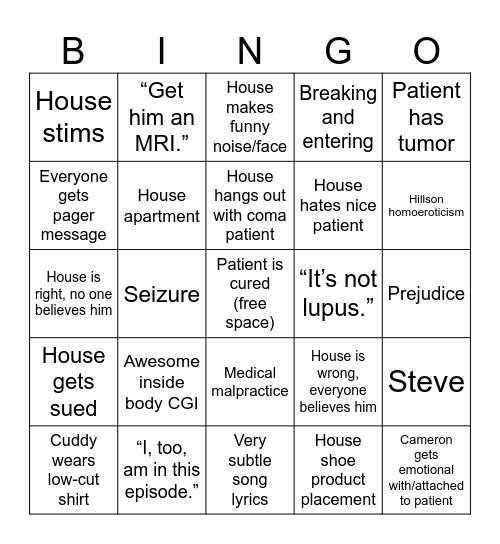 HOUSE Bingo Card