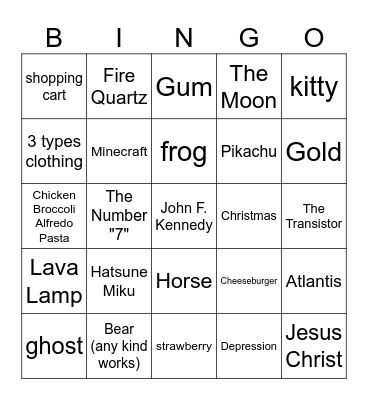 Infinite Craft Bingo Card