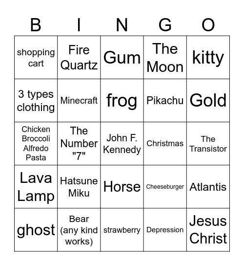 Infinite Craft Bingo Card