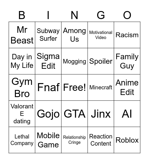 Untitled Bingo Card