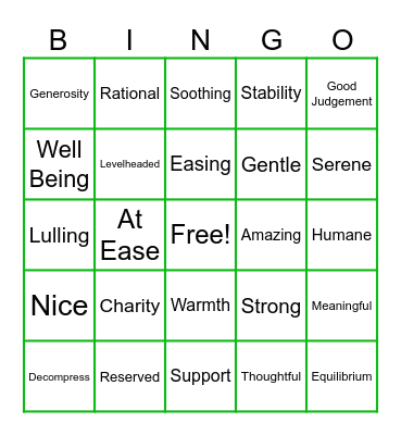 Mental Health Bingo Card