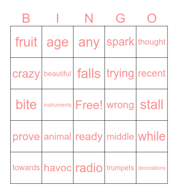 Vogue Bingo Card
