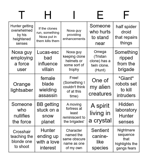 Things Dave can steal from my stories Bingo Card