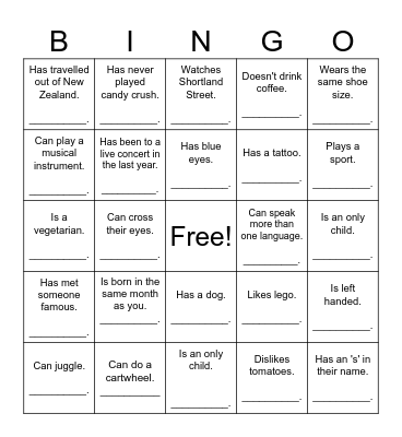 Find someone who... Bingo Card