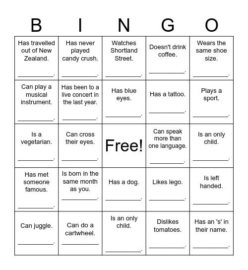 Find someone who... Bingo Card