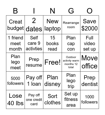 2024 big goals Bingo Card