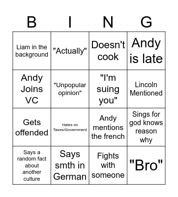 Untitled Bingo Card