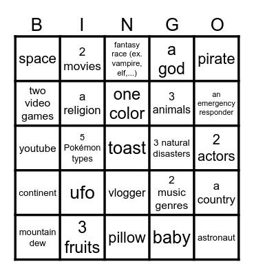 Infinite Craft Bingo Card