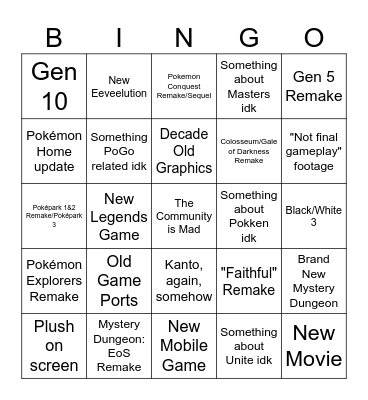 Pokémon February 2024 Bingo Card