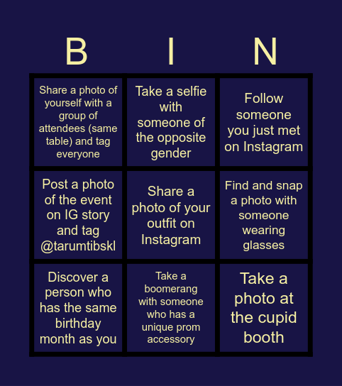 Ignite Social Networking Bingo Card Bingo Card