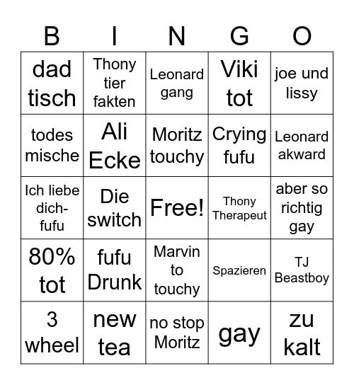 Moritz bd day Bingo Card