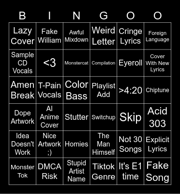 C U R S E D Bingo Card