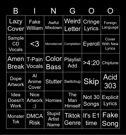 C U R S E D Bingo Card