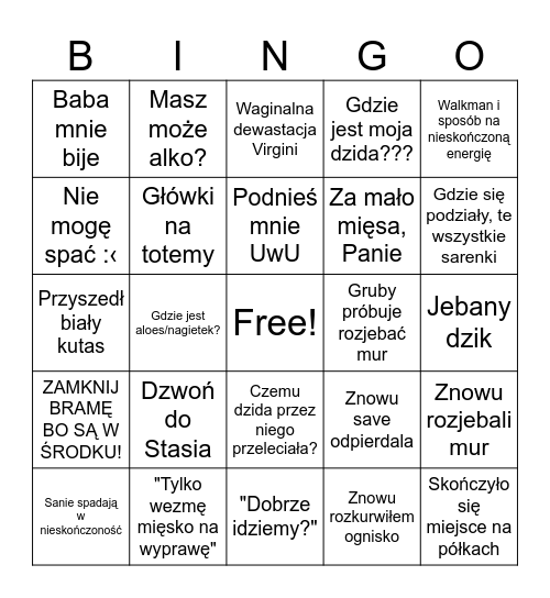 The Forest Bingo Card