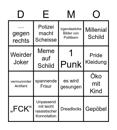 Demo Bingo Card