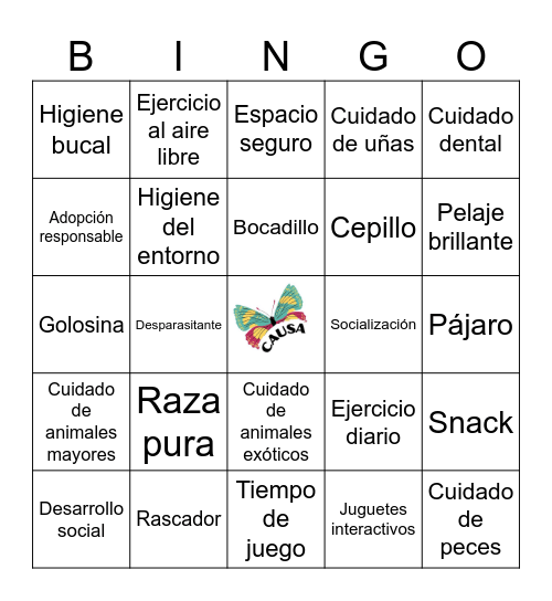 BINGO POR LAS MASCOTAS Bingo Card