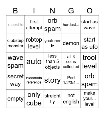 gd Bingo Card