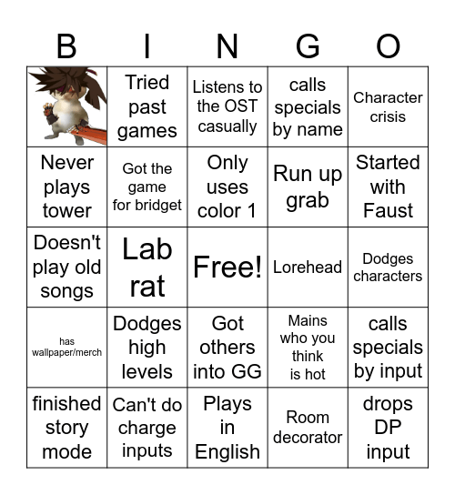 Guilty Gear bingo Card