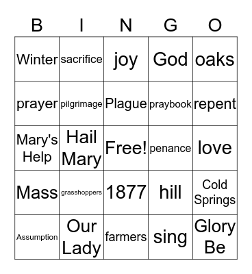 Grasshoppers Bingo Card