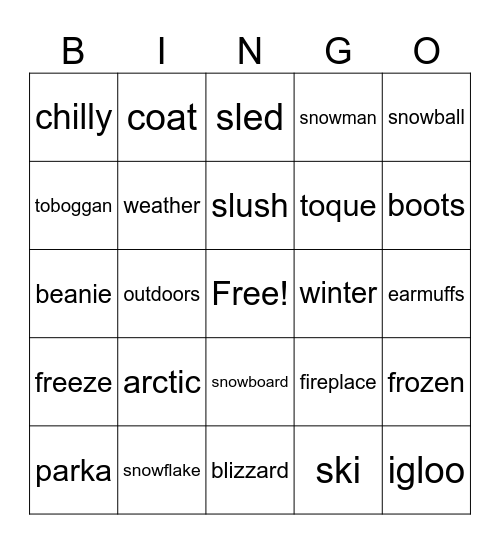 Winter Bingo Card