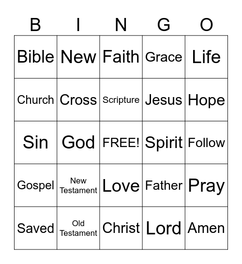 Sermon Bingo.  (To be done only during the sermon) Bingo Card