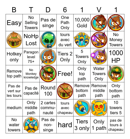 BTD6 bingo card Bingo Card