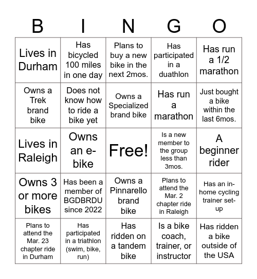 BGDBRDU Meet & Greet Bingo Card