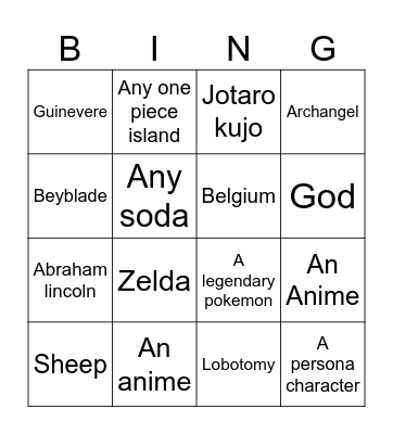 Infinitecraft Bingo Card