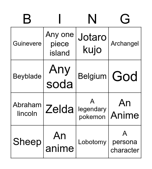 Infinitecraft Bingo Card