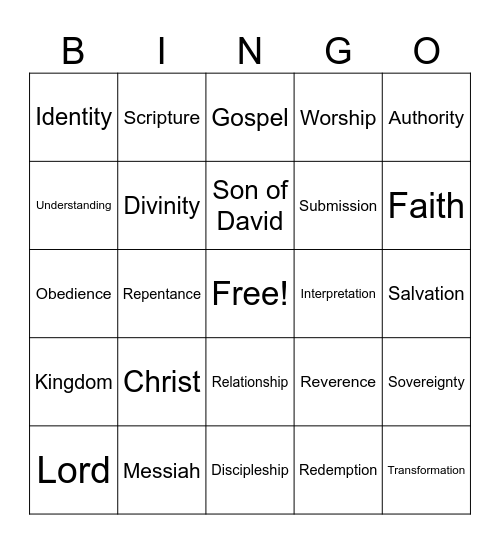 Sermon Bingo Card
