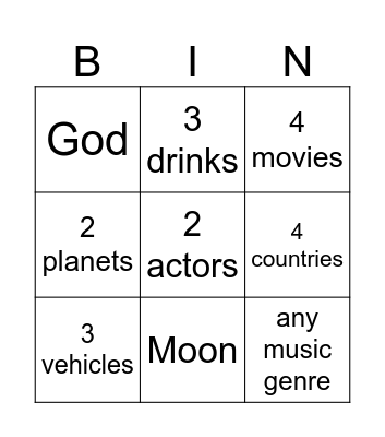 Untitled Bingo Card