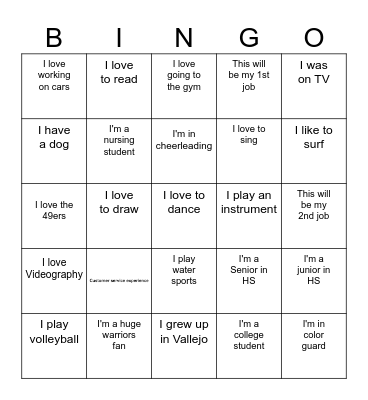 Wow Wow Team Bingo Card