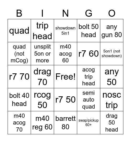 cod4 sunday 25-02-24 clip bingo Card