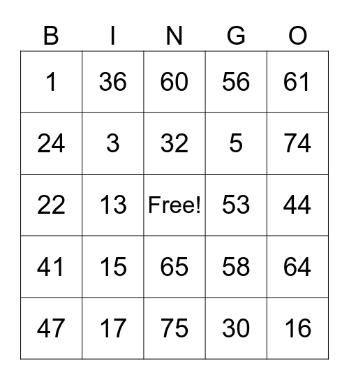 Lacap Casino Bingo Card