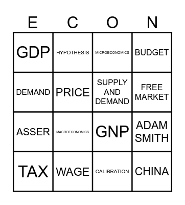 ECONOMICS BINGO Card