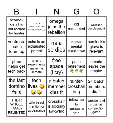the bad batch season 3 Bingo Card