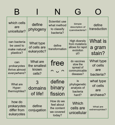 BIO BINGO! Bingo Card