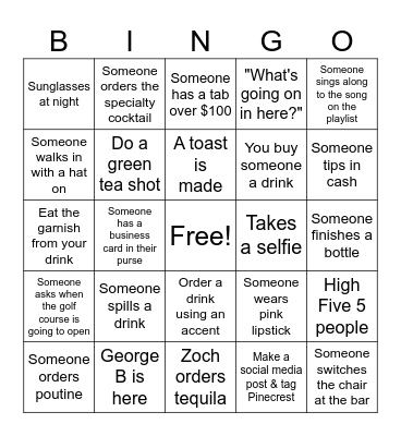 PCLCC BAR BINGO! Bingo Card