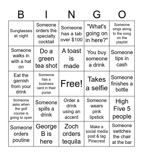 PCLCC BAR BINGO! Bingo Card