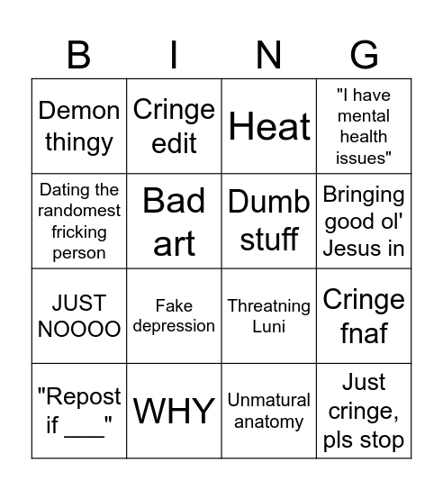No Bingo Card